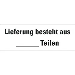 Aufkleber I Hinweisetikett Lieferung besteht aus.., weiß, Haftpapier, permanent, 147x50mm, 250/Rolle
