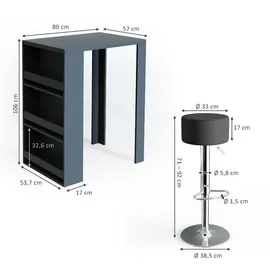 Vicco Bartisch Bar Tresen drei Farben Bartresen Stehtisch Tisch Tisch Bistrotisch inkl. Barhocker