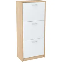 Home collective Schuhschrank Sonoma Eiche, Weiß, Holzwerkstoff, 50x116x28 cm