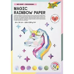 folia Spiegelkarton "Regenbogen", 24 x 34 cm, 12 Blatt