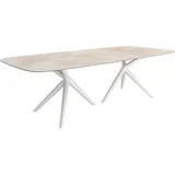 DeLife Esstisch Edge Boot 270x120 Keramik Iris FMG Onice Grigio Estelar rund Metall Weiß Esstische