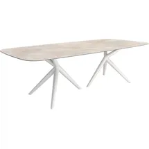 DeLife Esstisch Edge Boot 270x120 Keramik Iris FMG Onice Grigio Estelar rund Metall Weiß Esstische