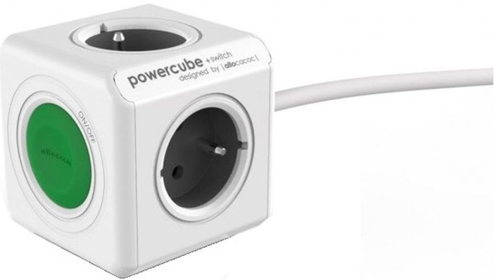 Allocacoc PowerCube Extended, power distribution switch, 4 sockets, 1.5m, white/grey