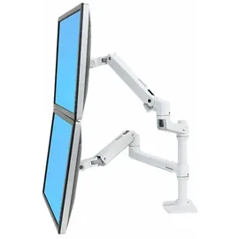 Ergotron LX Doppelschirmloesung fuer Tischmontage weiss 61cm 24Zoll Displays bis 33cm anheben max18kg.belastbar VESA 75x75 100x100mm