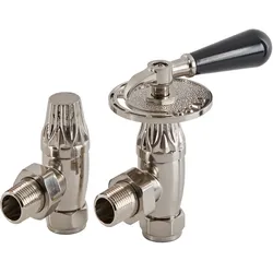 Traditionelle Winkelventile im Paar (Thermostatisch) – satiniertes Chrom
