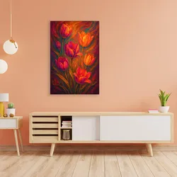 Acrylglasbild QUEENCE "Tulpenfeuer", rot (farbe bild(er): rot), B:40cm H:60cm, Acrylglas, Bilder, Knallige, tolle Farben auf hochwertigem Acrylglas gedruckt