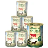 Dehner Best Nature Nassfutter für Hunde, Rind / Reis / Distelöl, 6 x 400 g Dose (2.4 kg)