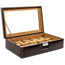 FRIEDRICH23 Uhrenbox Bond mit Glasdeckel für 10 Uhren Braun