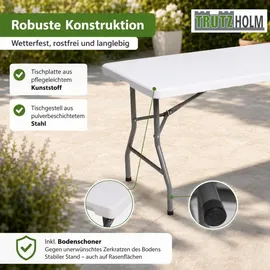 Trutzholm Gartentisch Klapptisch 180 x 75 x 74 cm Weiß