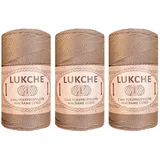 Polyester-Makramee-Schnur, 2 mm x 220 m, 100 % Polypropylen, Premium-Makramee-Seil, buntes Garn, Häkeln, Makramee, Tasche, Handwerk für Wandaufhänger, Taschen, Bodenplatten, Teppiche (Karamell, 3