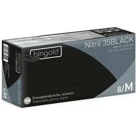 BINGOLD GmbH + Co. KG BINGOLD Nitril 35BLACK Einweghandschuhe, schwarz, puderfrei, 100 Stück