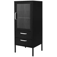 ML-Design Vitrinenschrank 42x102x40 cm Schwarz Metallschrank aus Stahl