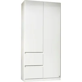 Rauch Möbel Nidda, Drehtürenschrank mit 2 Schubkästen, Kleiderschrank Schrank Garderobe Wäscheschrank Ankleide weiß, Kleiderschränke, 2-türig, grifflos mit Push-to-Open-Funktion, Farbe Alpinweiß, 91x197x54cm