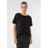Comma, Blusenshirt mit Pailletten Schwarz 38