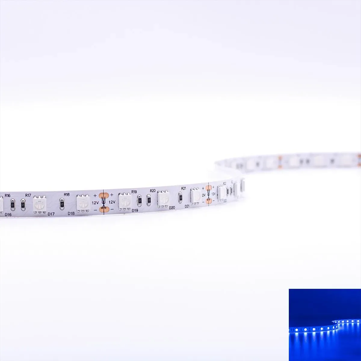 Strip 12V 5M 14,4W/m 60LED/m 10mm - Lichtfarbe: Blau - Schutzart: IP20