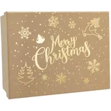 IDENA Geschenkbox Weihnachten Merry Christmas Kraftpapier braun 20x15x9cm Geschenkverpackung