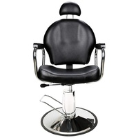 Barberpub Stuhl Barberpub hydraulischer Friseurstuhl Friseursessel 3022BK, Salon SPA Kunstleder Schwarz schwarz