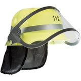 IDENA Feuerwehrhelm für Kinder, mit Visier und Nackentuch, Luftöffnungen und Innenpolster, 112, Einsatz, Beruf, Schutzhelm, Feuerwehr, Feuerwehrmann,Gelb