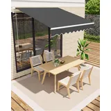 GarveeHome Gelenkarmmarkise 400 x 250 cm, UV50+ & wasserabweisend, mit Kurbel & Wandhalterung Länge + Winkel einstellbar, Markise für Terrasse & Balkon, Sonnenschutz Balkonmarkise Gelenkmarkise