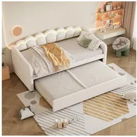 HAUSS SPOLE Schlafsofa mit ausziehbarem Bett, Umgebungslicht, Samt, Beige Ohne Matratze, Samt, farbwechselndes Umgebungslicht, Fernbedienung,minimalistisches Styling, ohne Matratze beige
