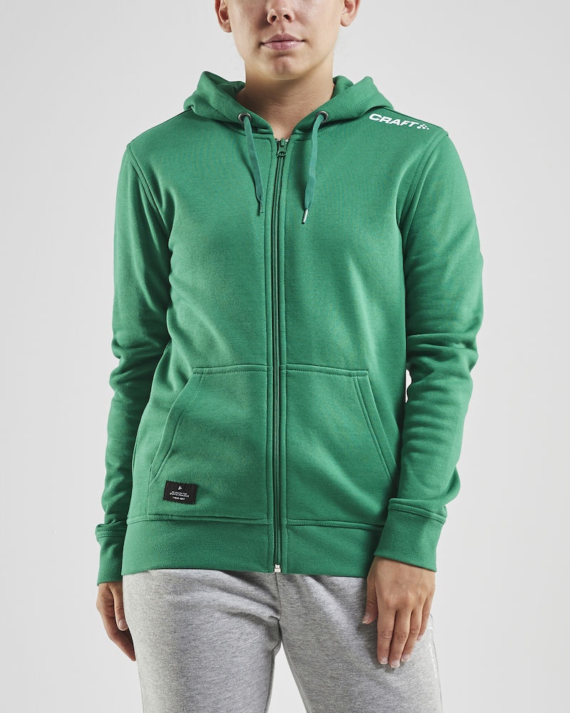 Craft Kapuzenpullover Hoodie Community FZ (Front-Reißverschluss, sportliche Passform) grün Damen