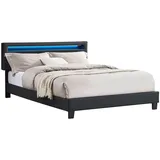CARO-Möbel Polsterbett Columbus 140x200 cm, Bett Kunstleder in schwarz, Textil, Mode, , 140x200 cm , Schlafzimmer, Betten, Polsterbetten