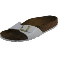 BIRKENSTOCK Damen Madrid Weiß Lack Birko Flor Pantolette Weite Schmal Größe 37 - 37 EU Schmal