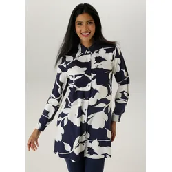 Aniston SELECTED Longbluse, mit attraktiver Musterung und krempelbaren Ärmeln Aniston SELECTED marine-weiß 42