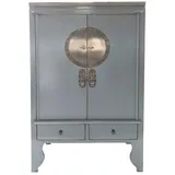 opium outlet Chinesischer Hochzeitsschrank asiatischer Kleider-Schrank China Kommode Vintage Shabby orientalisch grau