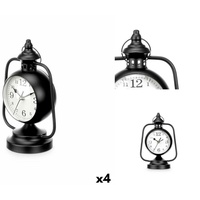 Gift Decor Uhr Tischuhr Lampe Schwarz Metall 17 x 25 x 11,3 cm 4 Stück Wohnzimmer schwarz