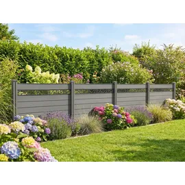prestige home living outdoor WPC-Sichtschutzzaun 190 x 130 cm Dunkelgrau/Aluminium