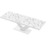 designimpex Esstisch HE-999 Marmor Natur Hochglanz - Weiß Hochglanz ausziehbar 160 bis 256 weiß