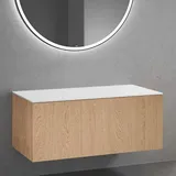 Neoro n50 Unterschrank B: 120 cm mit 1 Auszug, mit glatter Eichenfront Konsole weiß matt, BN0434BFO+BN0404WM,