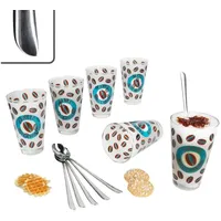 MamboCat Latte-Macchiato-Glas 12tlg Set Cremona Latte Macchiato Gläser blau + Twist Löffel L19cm, Glas