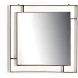 JV Möbel Quadratischer Wandspiegel 100 x 100 cm Braun