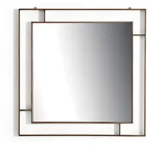 JV Möbel Quadratischer Wandspiegel 100 x 100 cm Braun
