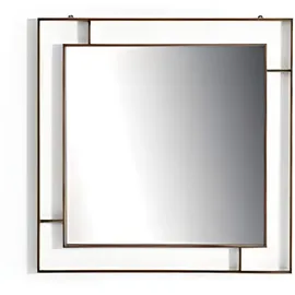 JV Möbel Quadratischer Wandspiegel 100 x 100 cm Braun