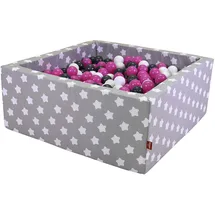 Knorrtoys Bällebad soft grey white stars eckig inkl. 100 Bälle creme/grey/rose