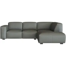 Livetastic Ecksofa Leder 3-Sitzer Dunkelgrau