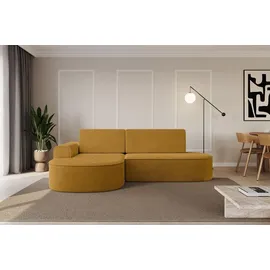 altdecor Eckcouch Cord mit Schlaffunktion 2-Sitzer Senfgelb
