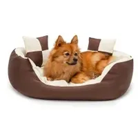 LIONTO Hundebett 4-in-1 S 65 x 50 cm braun/beige