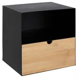 AC Design Furniture Jeppe Nachttisch, H: 30 x B: 30 x T: 25 cm, Schwarz, Metall/Bambus, 1 Stk.