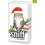 ppd 2er-Set: Taschentücher "Christmas Kitty" in Weiß