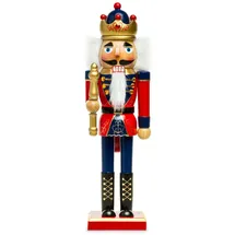 SIKORA NK-D aufwändig gestaltete Deko Nussknacker Figur aus Holz, Farbe/Modell:D03 rot/blau - KÖNIG, Höhe in cm:Höhe ca. 36 cm