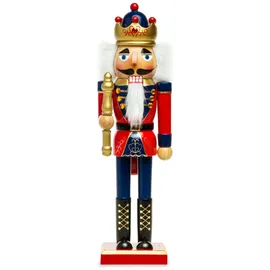SIKORA NK-D aufwändig gestaltete Deko Nussknacker Figur aus Holz, Farbe/Modell:D03 rot/blau - KÖNIG, Höhe in cm:Höhe ca. 36 cm