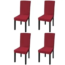 vidaXL Stretch-Stuhlhussen Gerade 4 Stk. Bordeaux