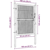 vidaXL Mesh-Gartentor Verzinkter Stahl 100 x 175 cm Grau