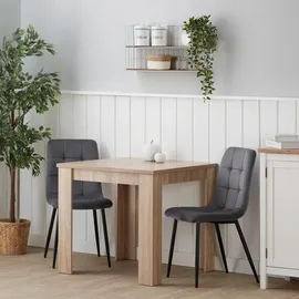 Homestyle4u Essgruppe mit 2 Samt Polsterstühlen in Natur Grau 2757