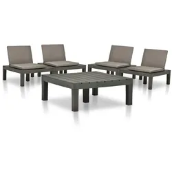 vidaXL 5-tlg. Garten-Lounge-Set Kunststoff Anthrazit