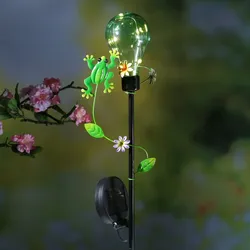LED Solar Gartenstecker Frosch Garten Balkon Deko Erdspieß H: 84cm